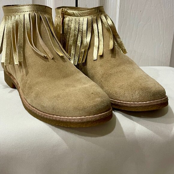 kATE SPADE NEW YORK  FRINGE SUEDE GIPSY BOHO ANKLE SUEDE BOOTS TRUFFLE SIZE 6.5 - Picture 14 of 16